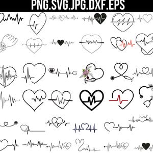 Hartslag Svg, Heartbeat svg clipart vector gesneden bestanden Circut, Ekg Svg, medische Clipart, stethoscoop gezondheid