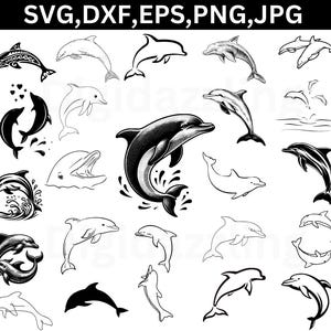 Bundle Svg dauphin, dauphins couper fichiers, vecteur de dauphin, dauphin Cricut, océan scène Svg, dauphin Svg
