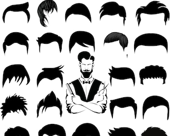 Male Hairstyles Clipart, Men Hair Clipart, Bold Man Hairstyle,  Men Hair Svg, Bundle Hair Style Svg, Hair Cut Svg, Hair Svg