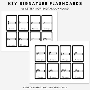 Tarjetas didácticas de firma de clave de sol imprimibles / Tarjetas didácticas de teoría musical / Educación musical / Recursos para la enseñanza de la música /