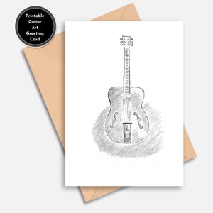 Gitaar kunst wenskaart | Waarderingskaart voor muziekleraar | Cadeaubon voor muziekleraar | Gitaar cadeau