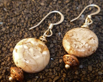 earthy natural brown desert impression jasper and copper earrings