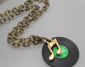 Dusty 45s vinyl record necklace.