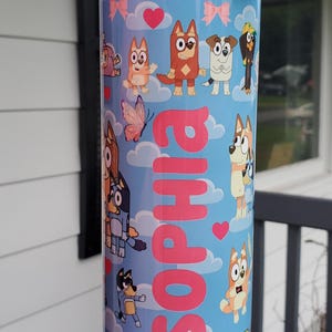 LEAKPROOF Personalized 20oz Sports Bottle Style Blue Heeler Inspired Colorful Fun Custom Cup with Childs Name.