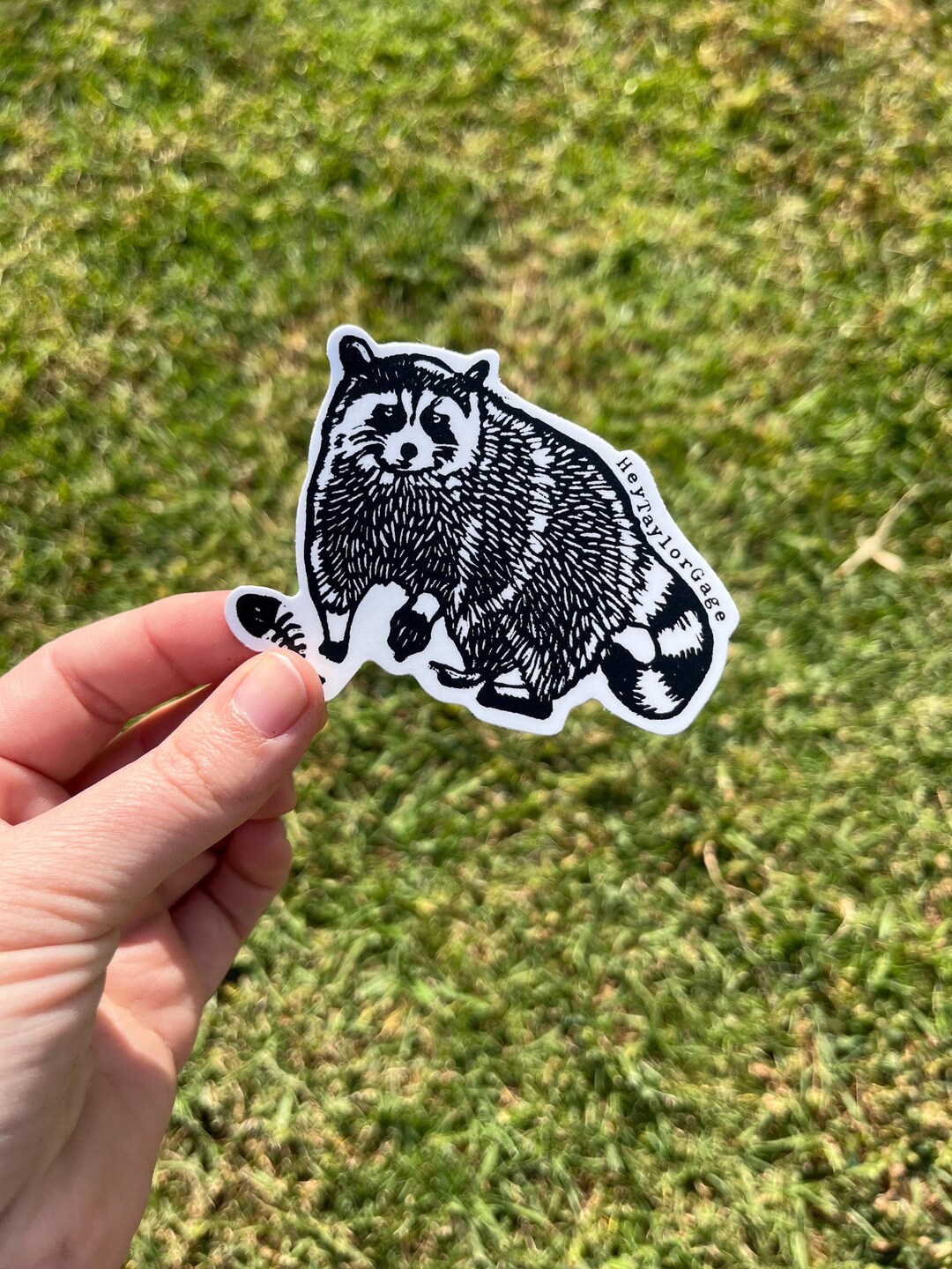 Sticker Racoon Racoon Vinyl Sticker: Original Block Printed Design - Etsy