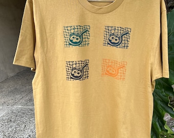 One-Of-A-Kind Hand Printed (block print/linocut) Tee Shirt w/ Eggs