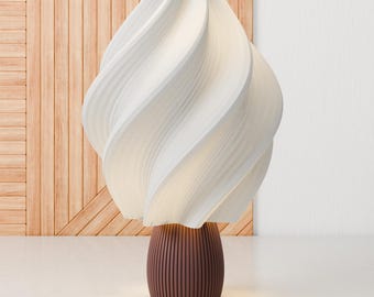Lampe à poser TWIST - Lampe imprimée en 3D en plastique recyclé, lumière LED E27