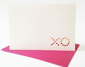 xo ... set of 3 off-white blank cards
