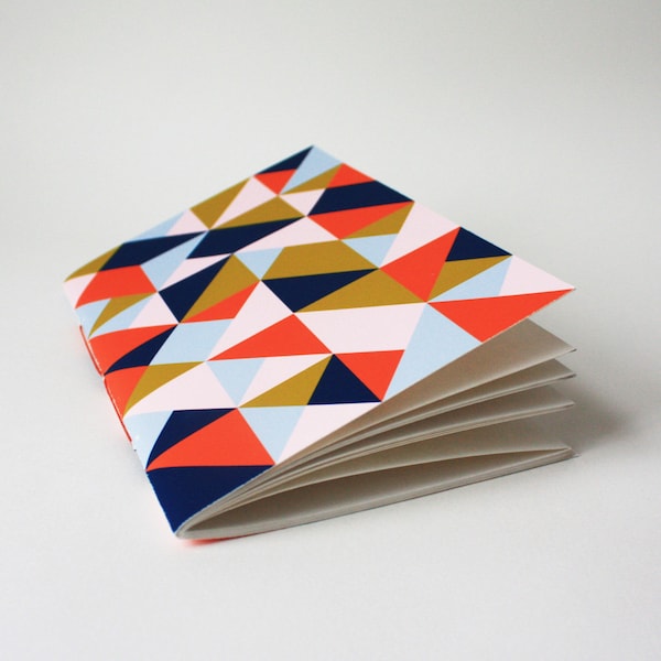 triangle jotter ... with navy, orange, and pink