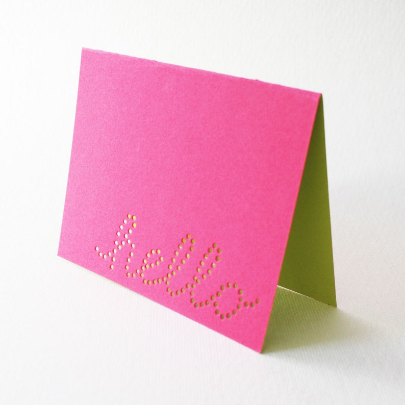 pink hello cards ... set of 3 blank cards zdjęcie 1