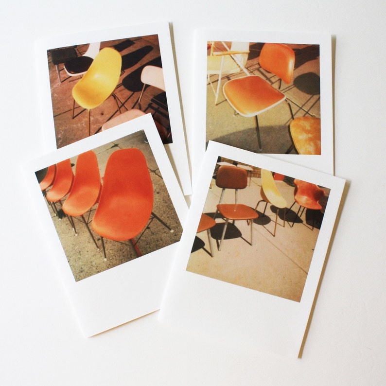 vintage chair instant film cards ... set of 4 blank cards image 1