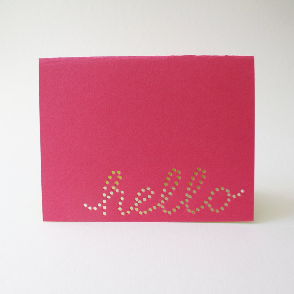 Pink Hello Cards Set of 3 Blank Cards Etsy