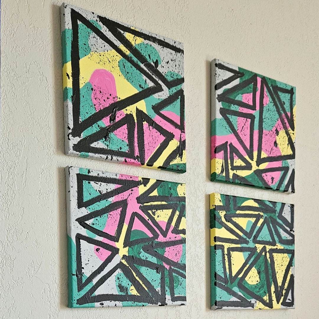 Triangles Abstract Art 4pc 10x10 - Etsy