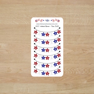 Weekendbanner - sterren rood wit blauw - plannerstickers 1663