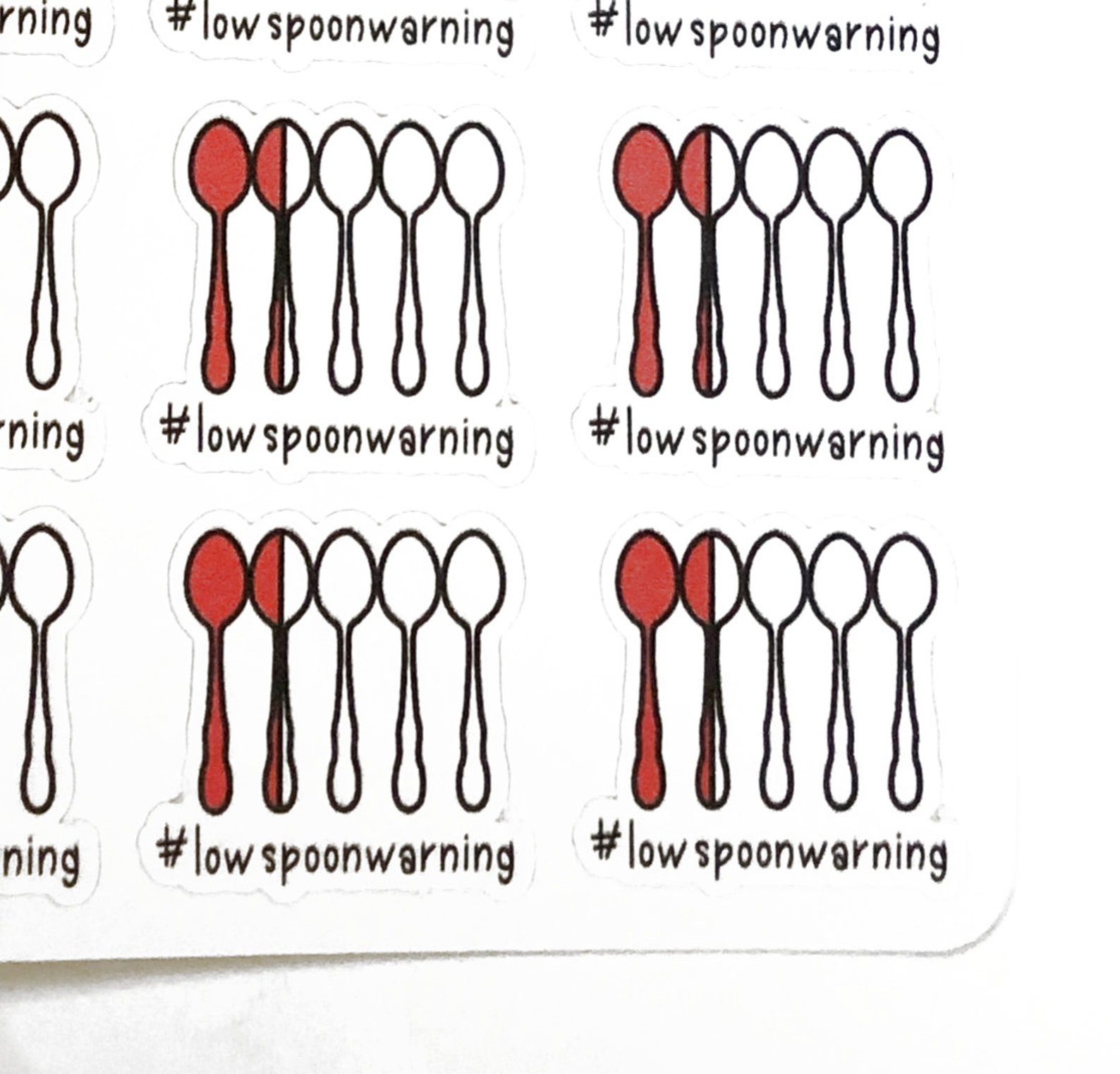 Low Spoon Warning Planner Stickers Spoonie Spoon Theory Etsy