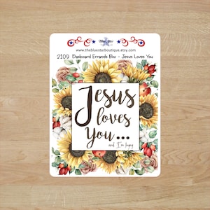 Pegatinas XL para caja de tablero de instrumentos, "Errands" - Jesus Loves You - Pegatinas clásicas Happy Planner 2109