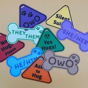 Badge for Fursuit or Cosplay - 3D Printed - Pronouns or Boundaries - PRINT TO ORDER