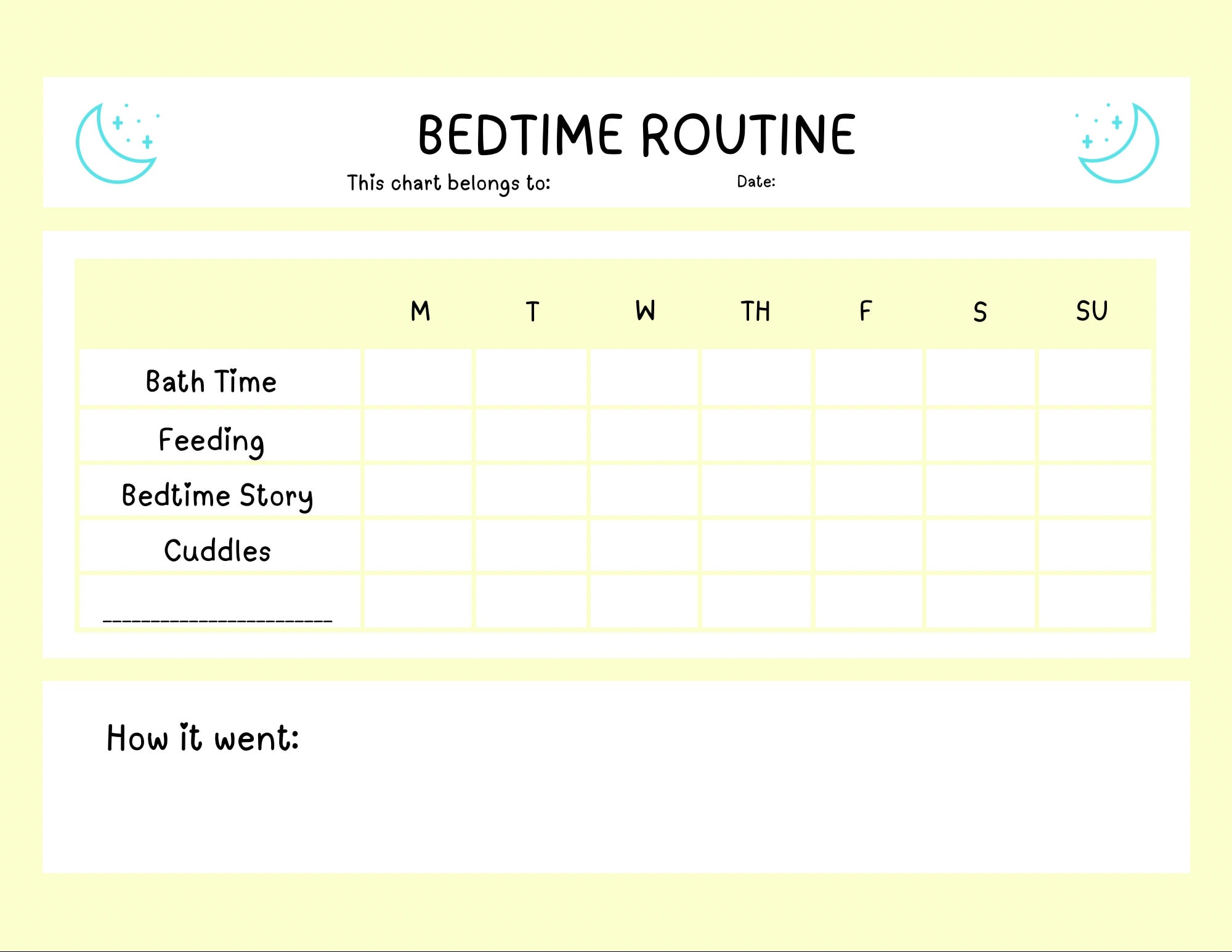 Bedtime Routine Chart, Sleep Guide, Infant Sleep Log, Download, Sleep ...