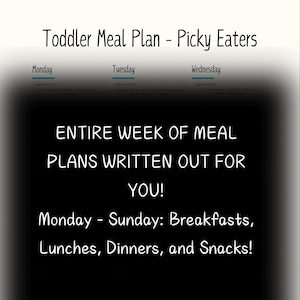 Plan de comidas para niños pequeños, niños quisquillosos con la comida, desayuno, almuerzo y cena, plan de comidas para niños pequeños, lista de compras