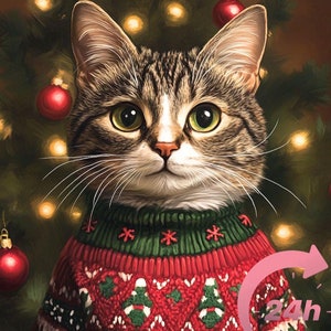 Christmas Pet Portrait, Christmas Animal Painting, Pet Christmas Gift, Exotic Pet Portrait, Christmas Gift, Royal Cat Portrait, Family Gift