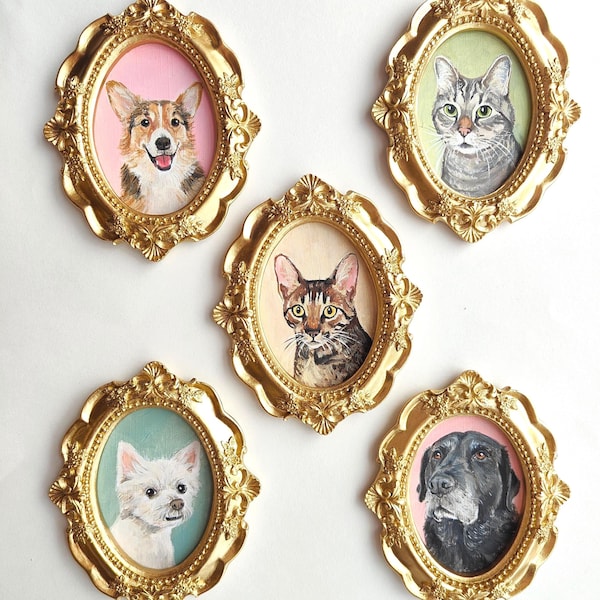 100% Handmade Acrylic Pet Portrait,Dog Portrait,Cat Portrait,Custom Pet Portrait from Photo,Pet Memorial,Mother's Day Gift for Mom,Mini Art