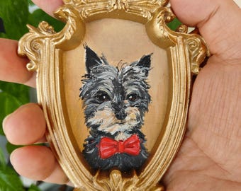 Handmade Acrylic Pet Portrait,Dog Portrait,Cat Portrait,Custom Pet Portrait from Photo,Pet Memorial,Pet Mini Art,Vintage Dog Painting