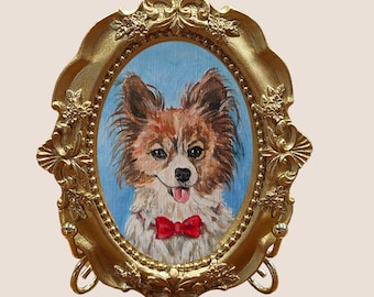 100% Handmade Acrylic Pet Portrait,Dog Portrait,Cat Portrait,Custom Pet Portrait from Photo,Pet Memorial,Mini Art,Hand Painted Pet Portrait