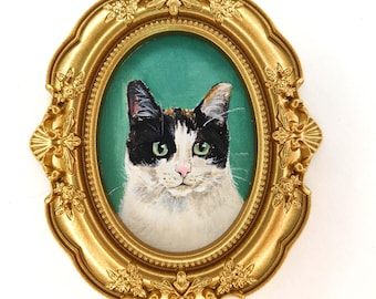 Custom Hand-Painted Pet Memorial Portrait, Dog or Cat Remembrance Gift,Pet Loss Keepsake, Ornate Mini Frame,Pet Memorial,Christmas gifts