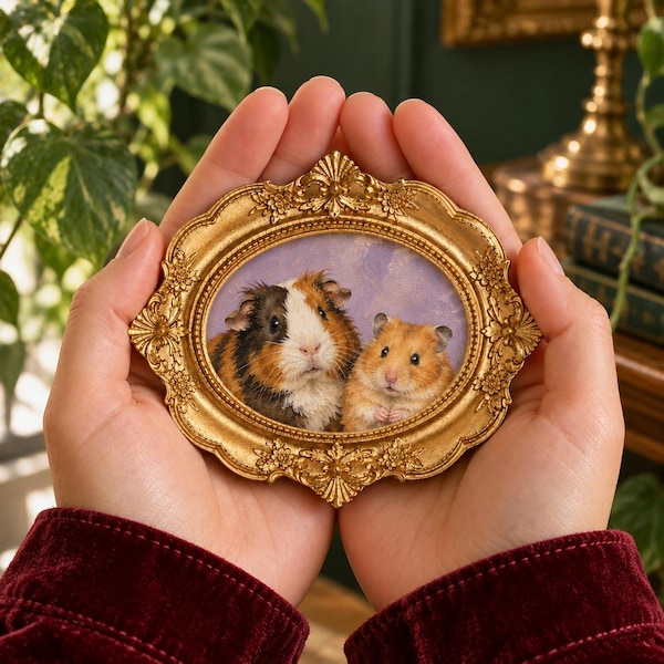 Custom Handmade Acrylic Mini Pet Portrait, Dog or Cat Memorial Gift, Remembrance Gift, Pet Loss Keepsake, Mini Ornate Frame,Christmas Gift