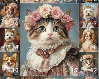 Custom Royal Cat Portrait, Renaissance Cat Painting, Pet Lovers Gift, Royal Pet Portrait, Pet Portrait gift, Animal Painting, Wall Decor