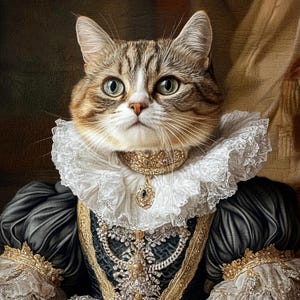 Custom Royal Pet Portrait Renaissance Cat Painting Regal Dog Portraits Pet Wall Art Pet Memorial Gift for Cat Lover Victorian Costume