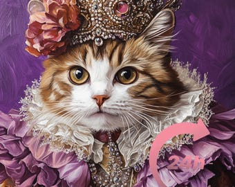Custom Royal Cat Portrait, Renaissance Cat Painting, Pet Lovers Gift, Royal Pet Portrait, Pet Portrait gift, Christmas Gift, Wall Decor