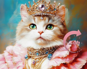 Custom Royal Cat Portrait, Renaissance Cat Painting, Pet Lovers Gift, Royal Pet Portrait, Pet Portrait gift, Custom Painting, Wall Decor
