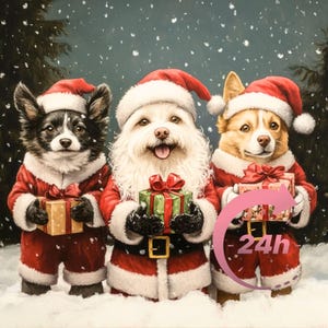 Christmas Pet Portrait, Christmas Animal Painting, Dog Christmas Gift, Exotic Pet Portrait, Christmas Gift, Royal Pet Portrait, Family Gift