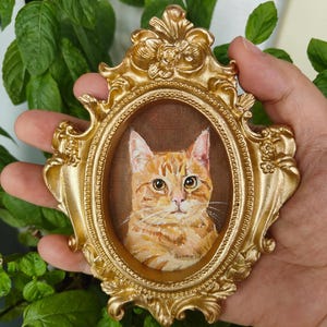100%Handmade Acrylic Pet Portrait,Dog Portrait,Cat Portrait,Custom Pet Portrait from Photo,Pet Memorial,Custom Orange Cat Painting, Vintage