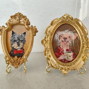 Handgefertigtes Acrylbild Haustier,Hundeportrait,Katzenportrait, Haustierportrait vom Foto, Haustier-Denkmal, Haustier-Mini-Kunst, Vintage Hundeportrait