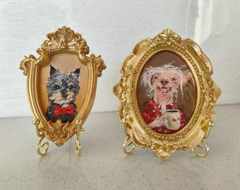 Handmade Acrylic Pet Portrait,Dog Portrait,Cat Portrait,Custom Pet Portrait from Photo,Pet Memorial,Pet Mini Art,Vintage Dog Painting