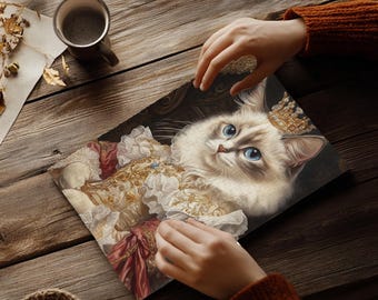 Royal Pet Portrait, Royal Pet Jigsaw, Regal Cat Jigsaw, Pet Gift, Royal Animal Painting Puzzle, Custom Puzzle, Custom Pet Portrait Puzzle