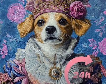 Haustierportrait nach Foto, königliches Haustierportrait, königliches Hundeportrait, Haustierportrait, Haustier-Memorialgeschenk, Vintage-Tierportrait, viktorianische Kunst