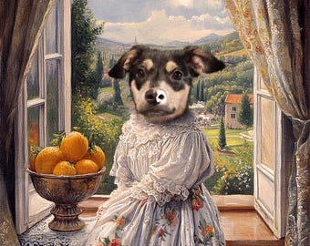 Aangepaste koninklijke hond portret, renaissance kat schilderij, huisdier minnaar cadeau, koninklijk huisdier portret, kattenportret, nobel huisdier portret, Victoriaanse huisdier kunst