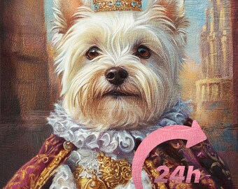 Custom Royal Cat Portrait, Renaissance Cat Painting, Pet Lovers Gift, Royal Pet Portrait, Pet Portrait gift, Animal Painting, Wall Decor