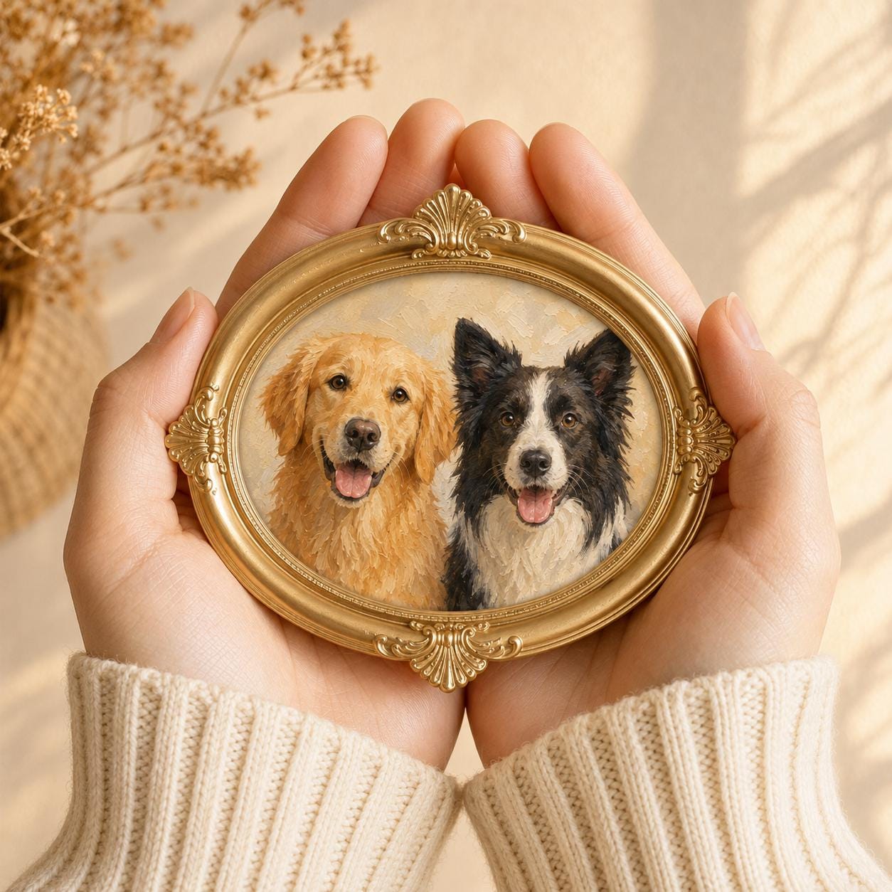 100% Handmade Acrylic Portrait, Mini Art Custom Pet Memorial Portrait, Remembrance Gift, Pet Loss Keepsake, Mini Ornate Frame,Halloween Gift