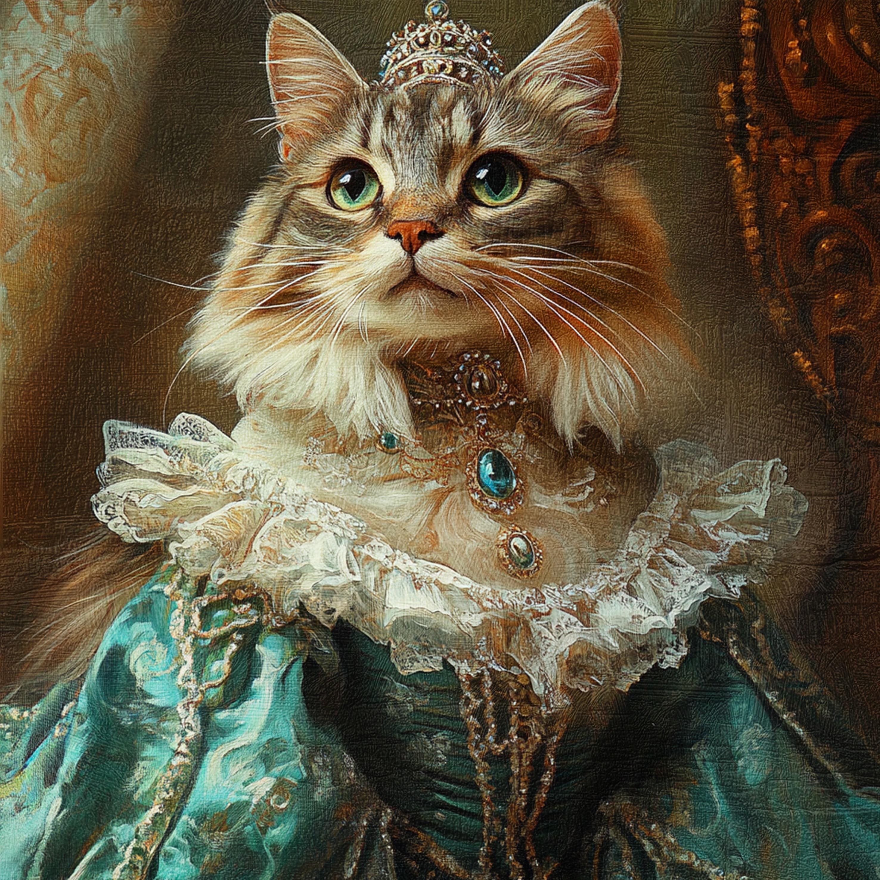 Custom Royal Cat Portrait, Renaissance Cat Painting, Pet Lovers  display picture 1