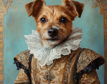 Royal Pet Portrait, Custom Renaissance Dog Painting, Funny Canvas, Royal Cat Painting Pet Memorial Gift For Dog Lover Pet Art Christmas Gift