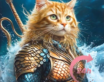 Custom Royal Cat Portrait, Pet Lovers Gift, Royal Pet Portrait, Pet Portrait gift, Animal Painting, Superhero Pet Portrait, Funny Gift