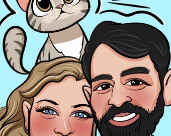 Caricature Portrait, Custom Ugly Portrait, Hilarious Line Drawing, Pet Caricature, Custom Family Gift, Parody Portrait, Quirky Pet Portrait