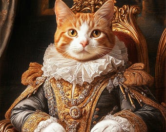 Custom Royal King Pet Portrait,Renaissance Pet Painting, Pet Lovers Gift, Royal Pet Portrait, Portrait Pet Gift, Animal Painting, Wall Decor