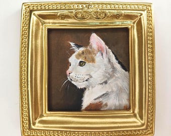 Custom Hand-Painted Pet Memorial Portrait, Dog or Cat Remembrance Gift,Pet Loss Keepsake, Ornate Mini Frame,Pet Memorial,Christmas gifts