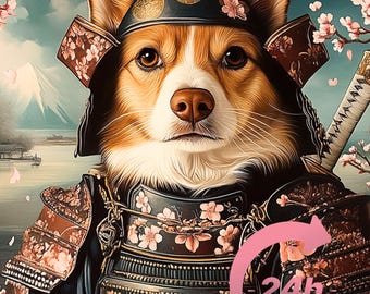 Geisha Cat Portrait from Photo, Japanese Style Pet Portrait, Pet Memorial Gift, Animal Painting, Royal Pet Painting, Samurai Dog, Pet Kimono