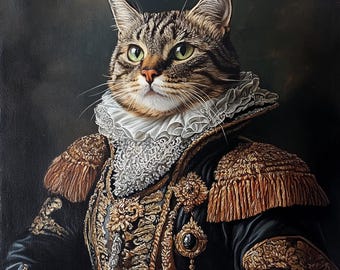 Royal Pet Portrait, Custom Renaissance Dog Painting, Funny Canvas, Royal Cat Painting Pet Memorial Gift For Dog Lover Pet Art Christmas Gift